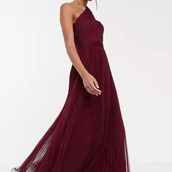 asos design one shoulder tulle wired hem midi dress ASOS | Dresses | Asos One Shoulder Tulle Wired Hem Maxi Dress Red
